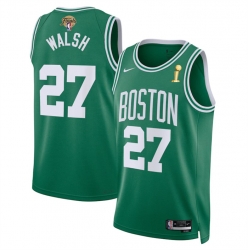 Men Boston Celtics 27 Jordan Walsh Kelly Green 2024 Finals Champions Icon Edition Stitched Basketball Jersey