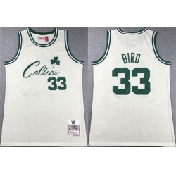 Men Boston Celtics 33 Larry Bird White Throwback Stitched Jersey