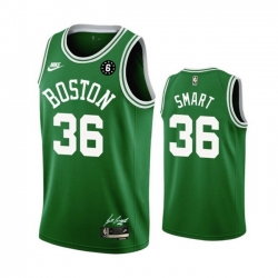 Men Boston Celtics 36 Marcus Smart Green No 6 Patch Stitched Basketball JerseyS