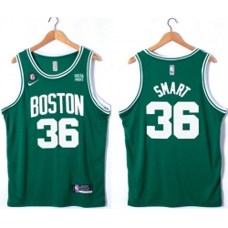 Men Boston Celtics 36 Marcus Smart Green No 6 Patch Stitched Basketball Jersey