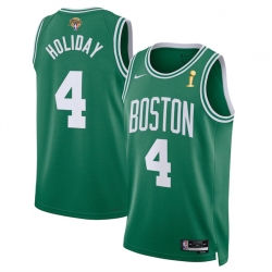 Men Boston Celtics 4 Jrue Holiday Green 2024 Finals Champions Icon Edition Stitched Basketball Jersey