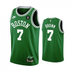 Men Boston Celtics 7 Jaylen Brown Green No 6 Patch Stitched Basketball Jersey