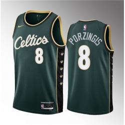 Men Boston Celtics 8 Kristaps Porzingis Green 2023 Draft City Edition Stitched Basketball Jersey