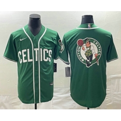 Men's Boston Celtics Big Logo Green Stitched Baseball Jersey