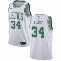 Mens Nike Boston Celtics 34 Paul Pierce Authentic White NBA Jersey Association Edition 