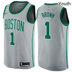 Youth Nike Boston Celtics 1 Walter Brown Swingman Gray NBA Jersey City Edition