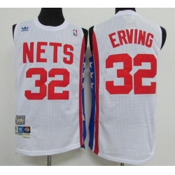 Men Adidas Brooklyn Nets 32 Julius Erving White ABA Retro Throwback NBA Jersey