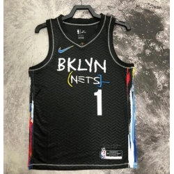 Men Brooklyn Nets 1 Mikal Bridges Black Stitched Basketball Jersey