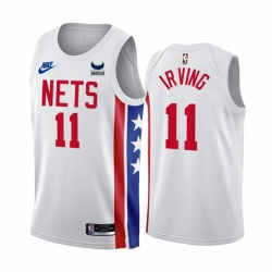 Men Brooklyn Nets 11 Kyrie Irving 2022 23 White With Patch Classic Edition Stitched Basketball Jersey