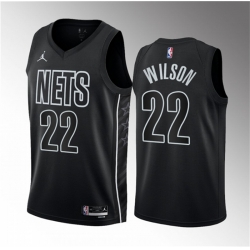 Men Brooklyn Nets 22 Jalen Wilson Black 2023 Draft Statement Edition Stitched Basketball Jersey