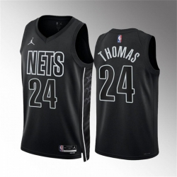 Men Brooklyn Nets 24 Cam Thomas 2022 23 Black Statement Edition Stitched Basketball Jersey
