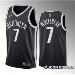 Men Brooklyn Nets 7 Dariq Whitehead Black 2023 Draft Icon Edition Stitched Basketball Jersey