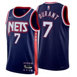 Men Brooklyn Nets 7 Kevin Durant Navy Nike 2021-22 City Edition Swingman Jersey