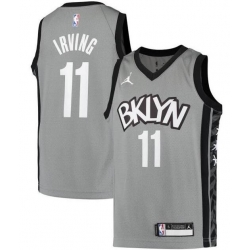 Men Jordan Brand Brooklyn Nets 11 Kyrie Irving Grey Classic Edition Stitched Basketball Jersey