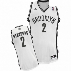 Mens Adidas Brooklyn Nets 2 Nik Stauskas Swingman White Home NBA Jersey 