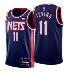 Men's Brooklyn Nets #11 Kyrie Irving 2021 22 Navy Swingman City Edition 75th Anniversary Stitched Basketball Jersey