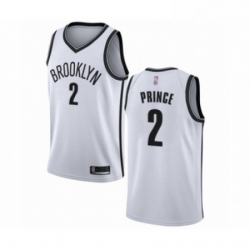 Mens Brooklyn Nets 2 Taurean Prince Authentic White Basketball Jersey Association Edition 