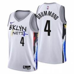 Men's Brooklyn Nets #4 Andre Drummond 2022-23 White City Edition Stitched Basketball Jersey