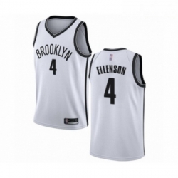 Mens Brooklyn Nets 4 Henry Ellenson Authentic White Basketball Jersey Association Edition 