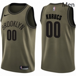 Mens Nike Brooklyn Nets 00 Rodions Kurucs Swingman Green Salute to Service NBA Jersey 