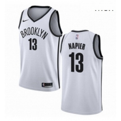 Mens Nike Brooklyn Nets 13 Shabazz Napier Swingman White NBA Jersey Association Edition 