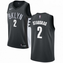 Mens Nike Brooklyn Nets 2 Nik Stauskas Swingman Gray NBA Jersey Statement Edition 