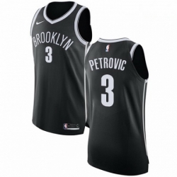 Mens Nike Brooklyn Nets 3 Drazen Petrovic Authentic Black Road NBA Jersey Icon Edition