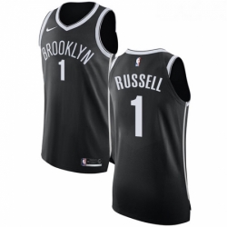 Youth Nike Brooklyn Nets 1 DAngelo Russell Authentic Black Road NBA Jersey Icon Edition