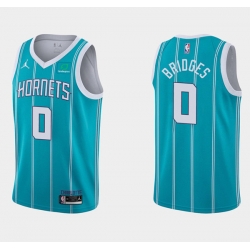 Men Charlotte Hornets 0 Miles Bridges Aqua Stitched Basketball Jersey
