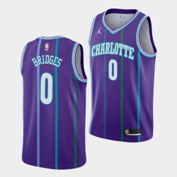 Men Charlotte Hornets 0 Miles Bridges Purple Stitched Basketball Jerseys