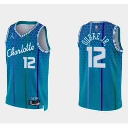 Men Charlotte Hornets 12 Kelly Oubre Jr  2021 22 Blue 75th Anniversary City Edition Stitched Basketball Jersey