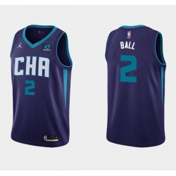 Men Charlotte Hornets 2 LaMelo Ball Purple Stitched Basketball Jersey
