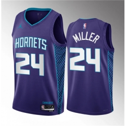 Men Charlotte Hornets 24 Brandon Miller Purple 2022 23 Draft Statement Edition Stitched Basketball Jersey