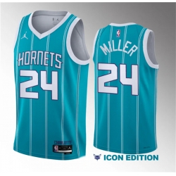 Men Charlotte Hornets 24 Brandon Miller Teal 2022 23 Draft Icon Edition Stitched Basketball Jersey