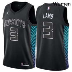 Womens Nike Jordan Charlotte Hornets 3 Jeremy Lamb Swingman Black NBA Jersey City Edition