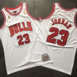 Bulls 23 Michael Jordan White Champions 1996 97 Hardwood Classics Mesh Jersey