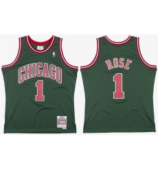 Men Chicago Bulls  1 Derrick Rose Green Stitched Basketball Jersey