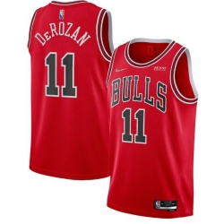 Men Chicago Bulls 11 DeMar DeRozan 75th Anniversary Red Swingman Stitched Basketball Jersey