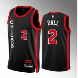 Men Chicago Bulls 2 Lonzo Ball Black 2023 24 City Edition Stitched Basketball Jersey