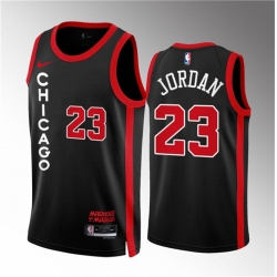 Men Chicago Bulls 23 Michael Jordan Black 2023 24 City Edition Stitched Basketball Jersey