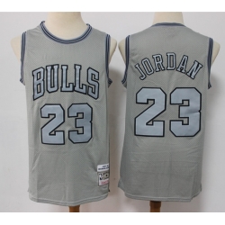 Men Chicago Bulls 23 Michael Jordan Grey Throwback Stitched Basketball Jersey