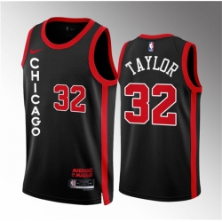 Men Chicago Bulls 32 Justin Lewis Black 2023 24 City Edition Stitched Basketball Jersey