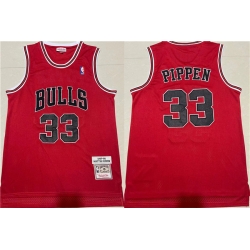 Men Chicago Bulls 33 Scottie Pippen 1997 98 Red Throwback Stitched Jersey