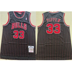 Men Chicago Bulls 33 Scottie Pippen Black 1996 97 Throwback Stitched Jersey