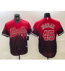 Men Chicago Bulls 45 Michael Jordan Red Black With Patch Cool Base Stitched Baseball jerseys