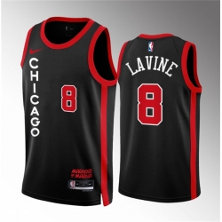 Men Chicago Bulls 8 Zach LaVine Black 2023 24 City Edition Stitched Basketball Jersey