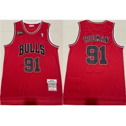 Men Chicago Bulls 91 Dennis Rodman Red 1997 98 Throwback Stitched Jersey