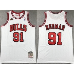Men Chicago Bulls 91 Dennis Rodman White 1997 98 Stitched Basketball Jersey