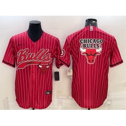 Men Chicago Bulls Red Team Big Logo Cool Base Stitched Baseball JerseyS