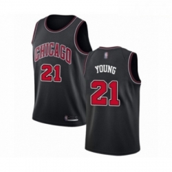 Mens Chicago Bulls 21 Thaddeus Young Authentic Black Basketball Jersey Statement Edition 